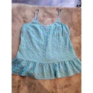 Lilly Pulitzer Womens Camisole Cami Top Blue  Spaghetti Strap Tiered XS
